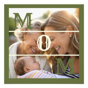 Minimalist Olive Green Custom Photo Mum Keepsake Print