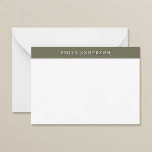 Minimalist Olive Green Elegant Monogram Card
