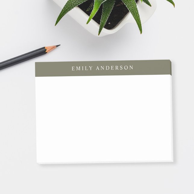 Minimalist Olive Green Elegant Monogram Post-it Notes (Creator Uploaded)