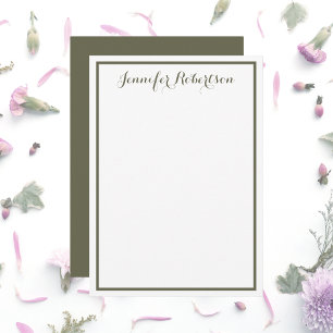 Minimalist Olive Green Elegant Script Custom name  Card