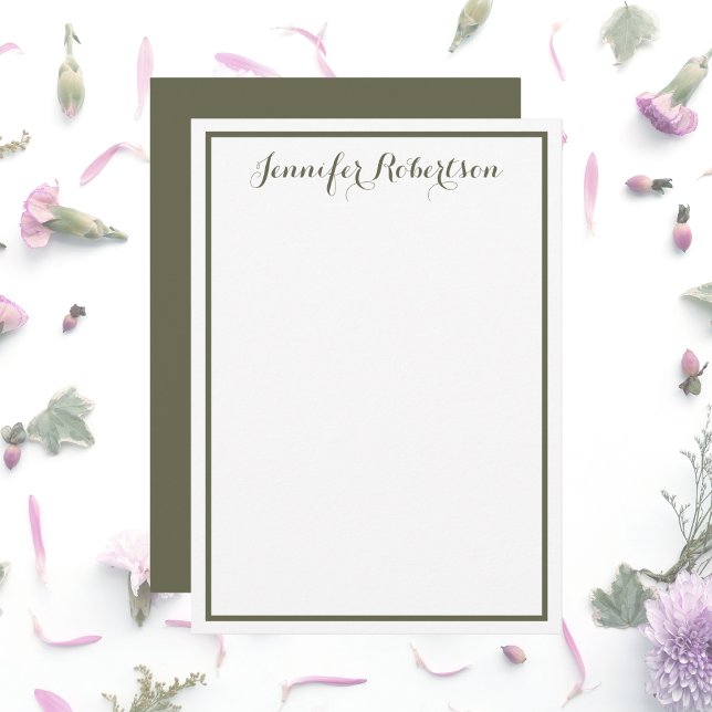 Minimalist Olive Green Elegant Script Custom name  Card (Creator Uploaded)