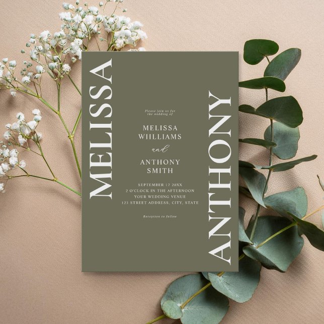 Minimalist Olive Green Modern Wedding Invitation (Creator Uploaded)