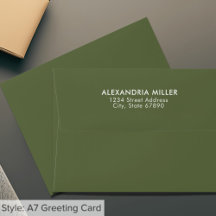 Minimalist Olive Green Return Address