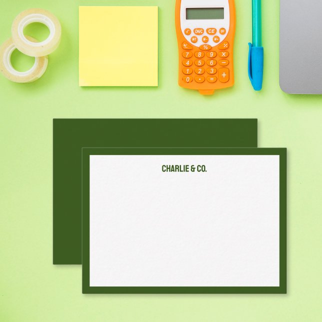 Minimalist Olive Green Single Border, Personalise Card (Creator Uploaded)