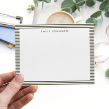 Minimalist Olive Green Stripes Monogram