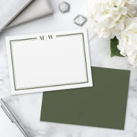 Minimalist Olive Green Two Border Monogram