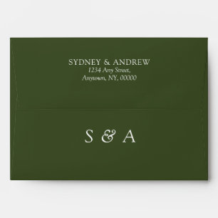 Minimalist Olive Green Wedding Return Address Envelope