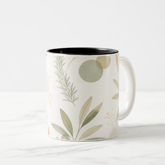 Minimalist Olive & Rosemary Botanical Mug (Front Right)