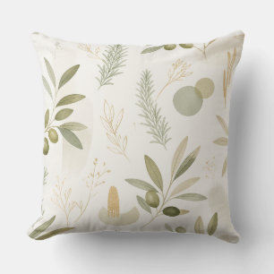 Minimalist Olive & Rosemary Botanical Pillow