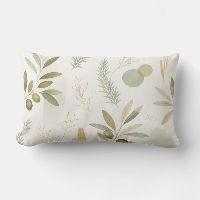 Minimalist Olive & Rosemary Botanical Pillow (Front)