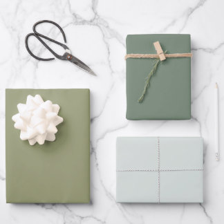 Minimalist Olive Sage Green Plain Solid Colour  Wrapping Paper Sheet