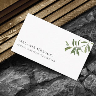Minimalist Olive Tree Branch Business Card