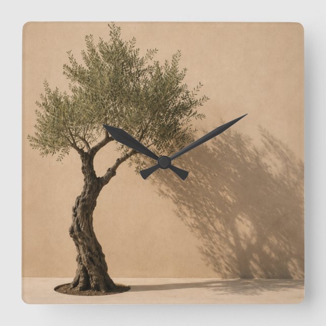 Minimalist Olive Tree Wall Clock (Front)