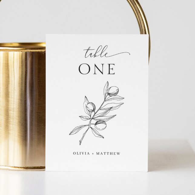  Minimalist Olive Wedding | Elegant Botanical  Table Number (Creator Uploaded)