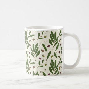 Minimalist Olives and Branches - seamless pattern. Coffee Mug