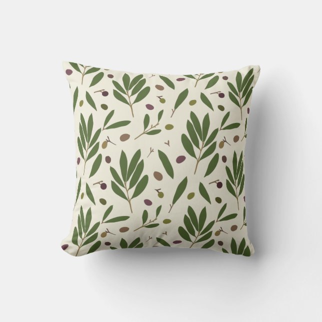 Minimalist Olives and Branches - seamless pattern. Cushion (Front)