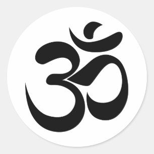 Minimalist Om Sanskrit Symbol Meditation Design Classic Round Sticker