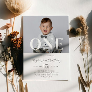 Minimalist ONE First Birthday Party  Invitation