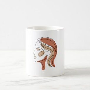 Minimalist One Line Art Abstract Face Graphic Swea Coffee Mug
