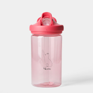 Minimalist One Line Art Cat Portrait Mug Water Bottle