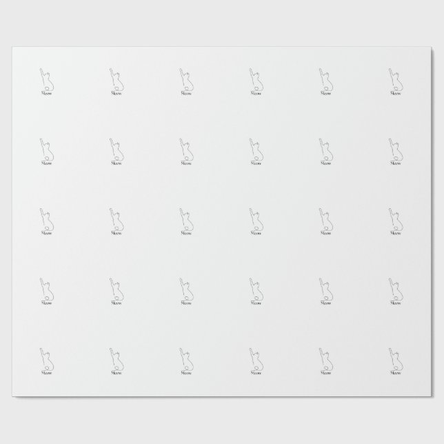 Minimalist One Line Art Cat Wrapping Paper (Flat)