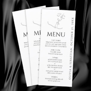 Minimalist One Line Art Kissing Couple Wedding Menu