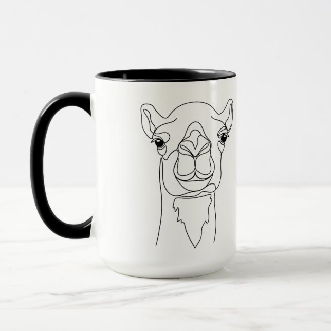 Minimalist One Line Camel Face Mug – Modern Contin (Left)