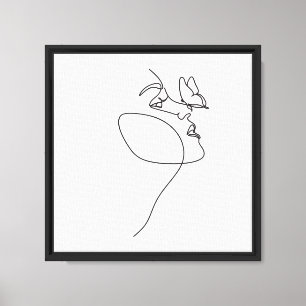 Minimalist One Line Face Art Modern Abstract Lin Canvas Print