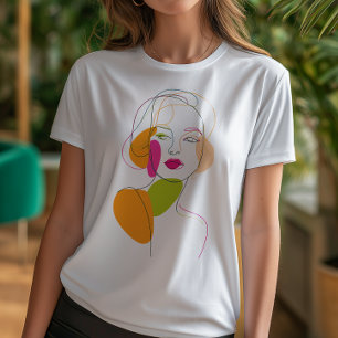 Minimalist One Line Female Portrait Abstract Art Tri-Blend Shirt