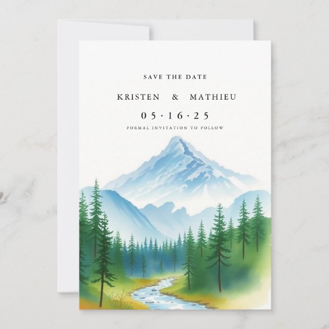 Minimalist Online Mountain Save The Date (Front)