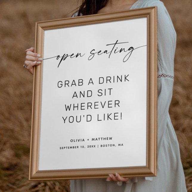 Minimalist Open Seating Wedding Sign | Modern (Creator Uploaded)