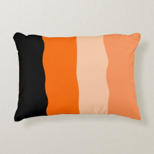 Minimalist Orange and Black Wavy Stripes Decorative Cushion