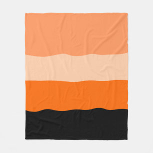 Minimalist Orange and Black Wavy Stripes Fleece Blanket