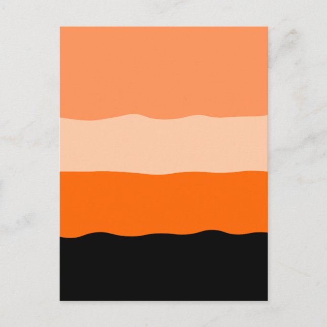 Minimalist Orange and Black Wavy Stripes Postcard (Front)