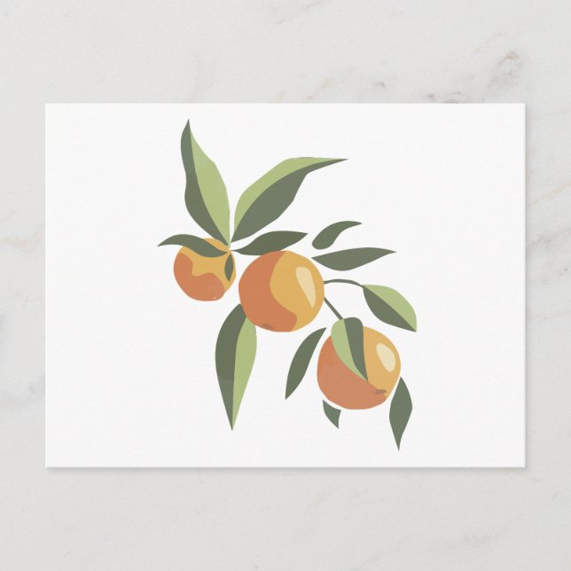 Minimalist orange and leave postcard (Front)