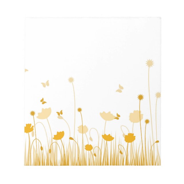 Minimalist Orange and White Poppies Meadow Floral Notepad (Front)