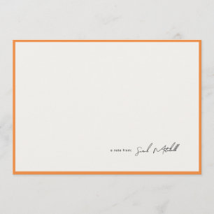 Minimalist Orange Border Personalized Script Card