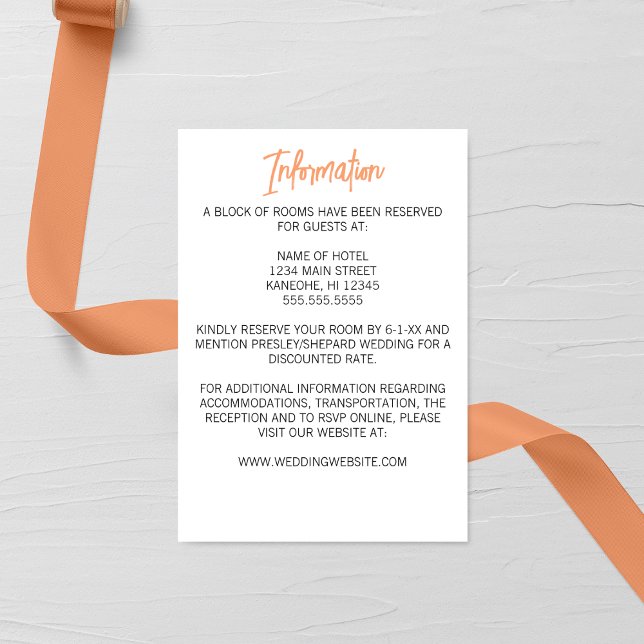Minimalist Orange Calligraphy Wedding Enclosure Card (Creator Uploaded)