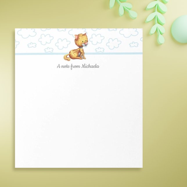 Minimalist Orange Cat Personalised Notepad (Cute personalized cat notepad for every day use
By Kinda Cute by Patricia Alvarez)