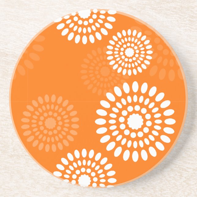 Minimalist Orange Daisy Modern Simplistic Floral  Coaster (Front)