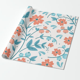 Minimalist orange flower wrapping paper