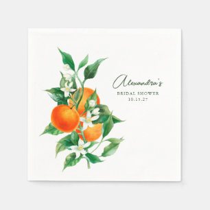 Minimalist Orange Fruit Botanical Bridal Shower Napkin