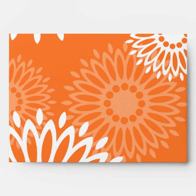 Minimalist Orange Mandala Geometric Floral Pattern Envelope (Front)