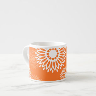 Minimalist Orange Mandala Geometric Floral Pattern Espresso Cup