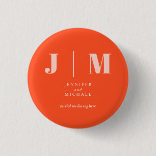 Minimalist Orange Pink Simple Trend Wedding 3 Cm Round Badge