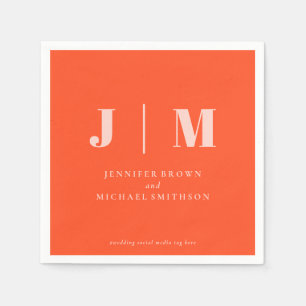 Minimalist Orange Pink Wedding Napkin