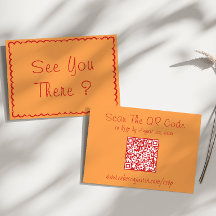 Minimalist Orange QR Code Wedding RSVP