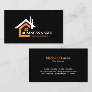 Minimalist Orange Roof Real Estate Professional Business Card