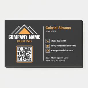 Minimalist Orange Roofing QR Code Building Post-it Notes
