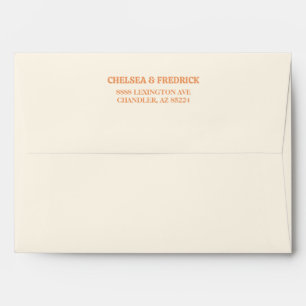 Minimalist Orange Text Cream Return Address  Envelope